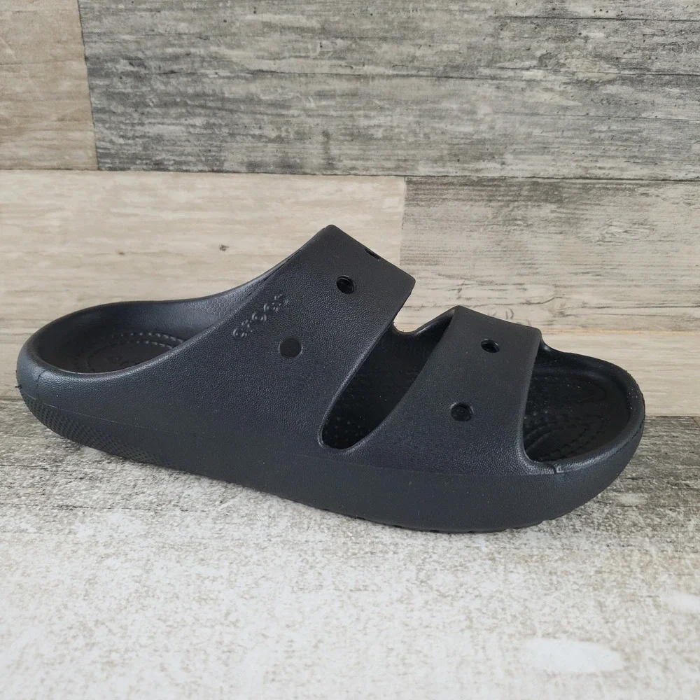 Crocs Classic V2 Little Kids Sandals Sz 3 J3 Black Rubber Comfort Slip On